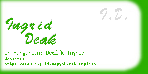 ingrid deak business card